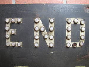 END OF BLOCK Original Old Cats Eye Reflectors Porcelain Railroad Sign Train RR Safety Advertising