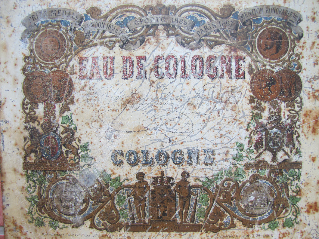 EAU DE COLGNE Antique Advertising Sign SUUM CUIQUE Prize Medals London Paris
