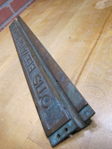 OTIS ELEVATOR COMPANY Old Embossed Door Guide Sill Plate Threshold Sign Plaque Building Hardware Element