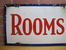 Load image into Gallery viewer, ROOMS $2.00 Old Double Sided Porcelain Advertising Sign Motel 1940s-50s Miami Fl
