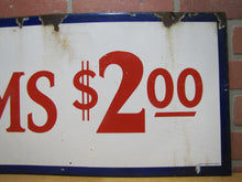 Load image into Gallery viewer, ROOMS $2.00 Old Double Sided Porcelain Advertising Sign Motel 1940s-50s Miami Fl
