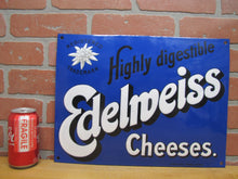 Load image into Gallery viewer, EDELWEISS CHEESES Highly digestible Old Porcelain Store Display Ad Sign C Robert Dold Offenburg Germany
