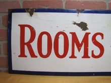 Load image into Gallery viewer, ROOMS $2.00 Old Double Sided Porcelain Advertising Sign Motel 1940s-50s Miami Fl
