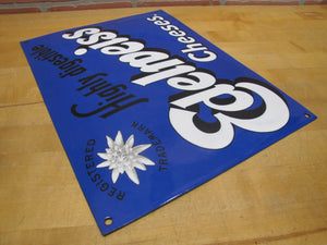 EDELWEISS CHEESES Highly digestible Old Porcelain Store Display Ad Sign C Robert Dold Offenburg Germany
