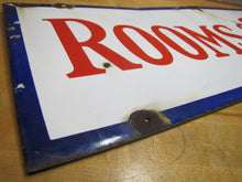 Load image into Gallery viewer, ROOMS $2.00 Old Double Sided Porcelain Advertising Sign Motel 1940s-50s Miami Fl
