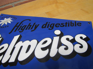 EDELWEISS CHEESES Highly digestible Old Porcelain Store Display Ad Sign C Robert Dold Offenburg Germany