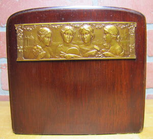 Four Women Ladies Justice Arts Old Wooden Decorative Arts Bookend High Relief Plaque