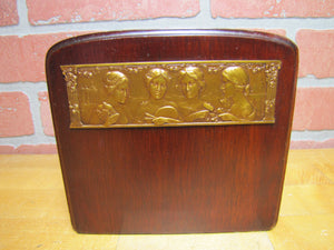 Four Women Ladies Justice Arts Old Wooden Decorative Arts Bookend High Relief Plaque