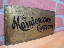 Load image into Gallery viewer, THE MAINTENANCE COMPANY Franklin St NEW YORK Old Brass Machinery Equipment Elevator Ad Nameplate Sign
