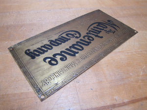 THE MAINTENANCE COMPANY Franklin St NEW YORK Old Brass Machinery Equipment Elevator Ad Nameplate Sign