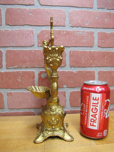 INRI JESUS CROSS CRUCIFIX Antique Decorative Arts Double Candlestick Holder