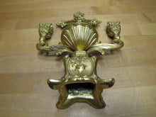 Load image into Gallery viewer, INRI JESUS CROSS CRUCIFIX Antique Decorative Arts Double Candlestick Holder
