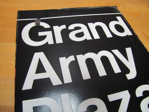 GRAND ARMY PLAZA New York City Orig Porcelain Transportation Sign Subway Bus Ad