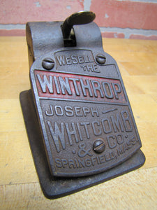 p1891 We Sell The WINTHROP CIGAR Store Display Cutter Sign J WHITCOMB & Co Springfield Mass Erie Specialty Co Pa