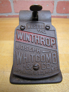 p1891 We Sell The WINTHROP CIGAR Store Display Cutter Sign J WHITCOMB & Co Springfield Mass Erie Specialty Co Pa
