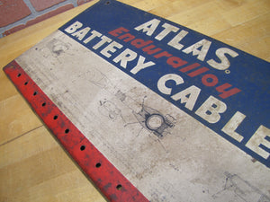 ATLAS BATTERY CABLES Old Gas Station Repair Shop Parts Store Advertising Metal Sign Display Rack Ad