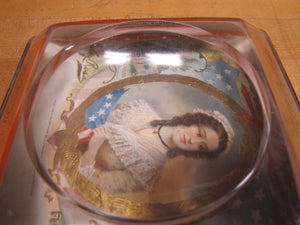 BETSY ROSS CIGARS PHILADELPHIA Old Advertising Glass Change Receiver Tray Sign The Brunhoff Mfg Co Cincinnatti Ohio