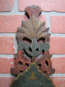 Antique Folk Art Hand Painted Decorative Wooden Panel Primitive Wood Artwork