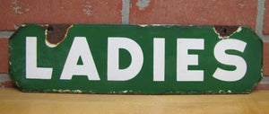 LADIES Old Double Sided Porcelain Gas Station Advertising Sign Texaco Sinclair 1940/50s era Bathroom Restroom Repair Shop