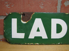 Load image into Gallery viewer, LADIES Old Double Sided Porcelain Gas Station Advertising Sign Texaco Sinclair 1940/50s era Bathroom Restroom Repair Shop
