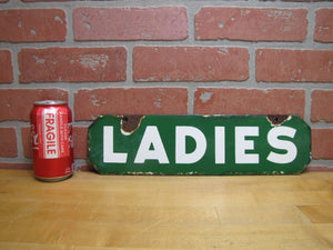 LADIES Old Double Sided Porcelain Gas Station Advertising Sign Texaco Sinclair 1940/50s era Bathroom Restroom Repair Shop