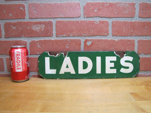 LADIES Old Double Sided Porcelain Gas Station Advertising Sign Texaco Sinclair 1940/50s era Bathroom Restroom Repair Shop