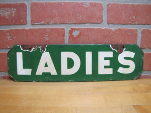 LADIES Old Double Sided Porcelain Gas Station Advertising Sign Texaco Sinclair 1940/50s era Bathroom Restroom Repair Shop