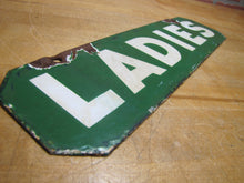 Load image into Gallery viewer, LADIES Old Double Sided Porcelain Gas Station Advertising Sign Texaco Sinclair 1940/50s era Bathroom Restroom Repair Shop
