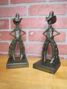 FRANKART COWBOY 1920 30s Art Deco Western Americana Bookends Decorative Statues Book Ends