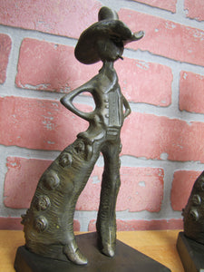 FRANKART COWBOY 1920 30s Art Deco Western Americana Bookends Decorative Statues Book Ends