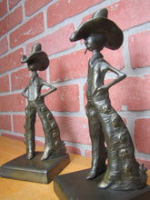 Load image into Gallery viewer, FRANKART COWBOY 1920 30s Art Deco Western Americana Bookends Decorative Statues Book Ends
