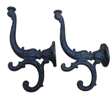 Load image into Gallery viewer, Antique Pair Dauphin Koi Devil Fish Double Hooks Hangers Brackets Decorative Arts Hardware Elements
