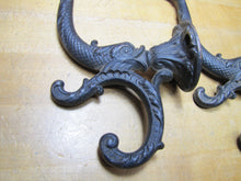 Load image into Gallery viewer, Antique Pair Dauphin Koi Devil Fish Double Hooks Hangers Brackets Decorative Arts Hardware Elements
