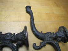 Load image into Gallery viewer, Antique Pair Dauphin Koi Devil Fish Double Hooks Hangers Brackets Decorative Arts Hardware Elements
