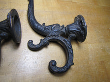 Load image into Gallery viewer, Antique Pair Dauphin Koi Devil Fish Double Hooks Hangers Brackets Decorative Arts Hardware Elements
