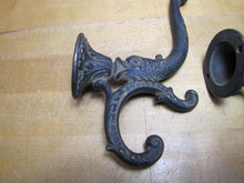 Load image into Gallery viewer, Antique Pair Dauphin Koi Devil Fish Double Hooks Hangers Brackets Decorative Arts Hardware Elements
