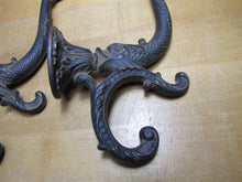 Load image into Gallery viewer, Antique Pair Dauphin Koi Devil Fish Double Hooks Hangers Brackets Decorative Arts Hardware Elements
