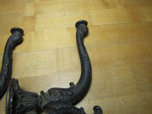 Load image into Gallery viewer, Antique Pair Dauphin Koi Devil Fish Double Hooks Hangers Brackets Decorative Arts Hardware Elements
