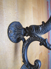 Load image into Gallery viewer, Antique Pair Dauphin Koi Devil Fish Double Hooks Hangers Brackets Decorative Arts Hardware Elements
