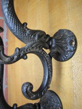 Load image into Gallery viewer, Antique Pair Dauphin Koi Devil Fish Double Hooks Hangers Brackets Decorative Arts Hardware Elements
