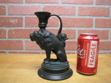 Load image into Gallery viewer, Old Bronze Lion Dauphin Koi Devil Fish Chamberstick Candle Stick Holder Oil Lamp Base Ornate Detailing

