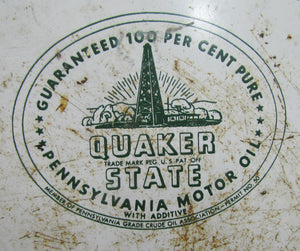 QUAKER STATE MOTOR OIL 55g Barrel Top Can Sign Advertising OIL CITY PENNSYLVANIA
