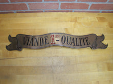 Load image into Gallery viewer, Antique Bronze Butcher Shop Store Display Meat Slab French Advertising Sign VIANDE 1ERE QUALITE MEATS OF 1ST QUALITY BBQ
