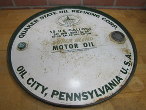 QUAKER STATE MOTOR OIL 55g Barrel Top Can Sign Advertising OIL CITY PENNSYLVANIA