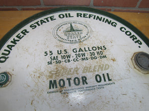 QUAKER STATE MOTOR OIL 55g Barrel Top Can Sign Advertising OIL CITY PENNSYLVANIA