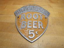 Load image into Gallery viewer, RICHARDSON ROOT BEER 5c Original Old Embossed Metal Soda Drink Advertising Sign
