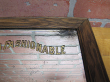 Load image into Gallery viewer, HOWARD HATS ULTRA FASHIONABLE Antique Turn of Century Haberdashers Clothiers Advertising Reverse on Glass Bevel Edge Mirror Sign Wooden Frame TOC ROG

