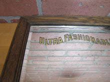 Load image into Gallery viewer, HOWARD HATS ULTRA FASHIONABLE Antique Turn of Century Haberdashers Clothiers Advertising Reverse on Glass Bevel Edge Mirror Sign Wooden Frame TOC ROG
