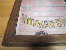 Load image into Gallery viewer, HOWARD HATS ULTRA FASHIONABLE Antique Turn of Century Haberdashers Clothiers Advertising Reverse on Glass Bevel Edge Mirror Sign Wooden Frame TOC ROG
