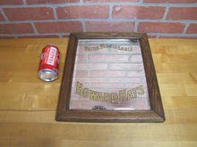 Load image into Gallery viewer, HOWARD HATS ULTRA FASHIONABLE Antique Turn of Century Haberdashers Clothiers Advertising Reverse on Glass Bevel Edge Mirror Sign Wooden Frame TOC ROG
